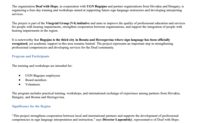 Press ReleaseVisegrád Project Supporting Sign Language Interpreters and Instructors in Bugojno