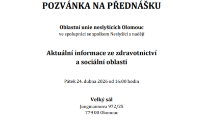 24.4.2026 16:00 Olomouc „Aktuální informace ze zdravotnictví a sociální oblasti“